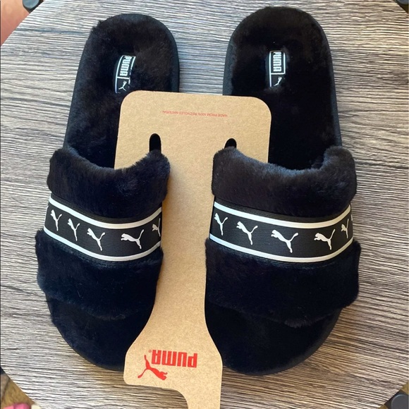 Puma Shoes - Puma Slide Sandals Fluff Remix BX New Size 8 Black and White